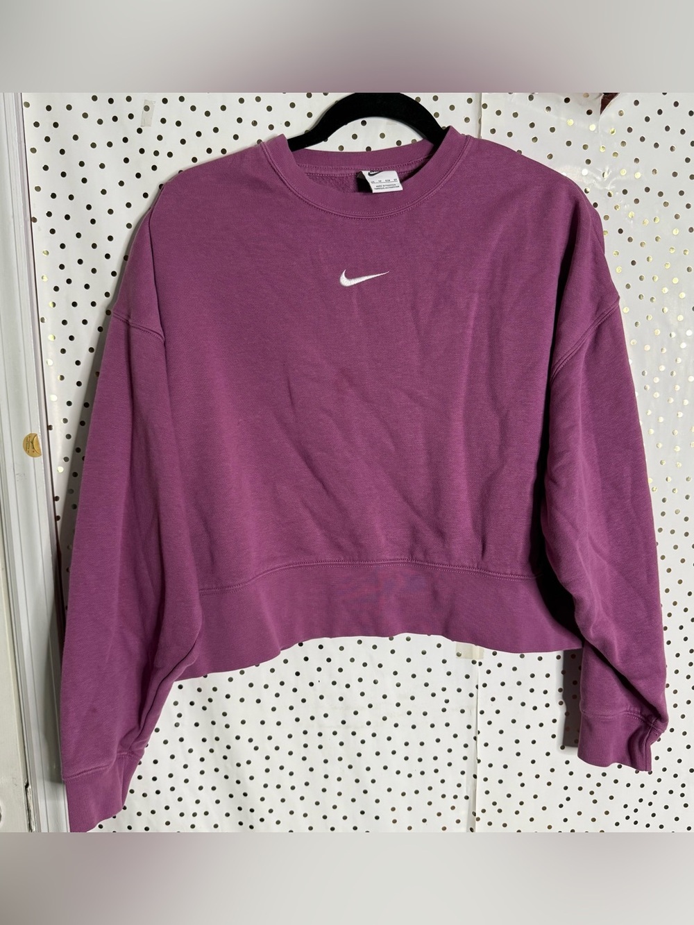 Nike Women's Plum Cropped Crew Sweatshirt with White Swoosh